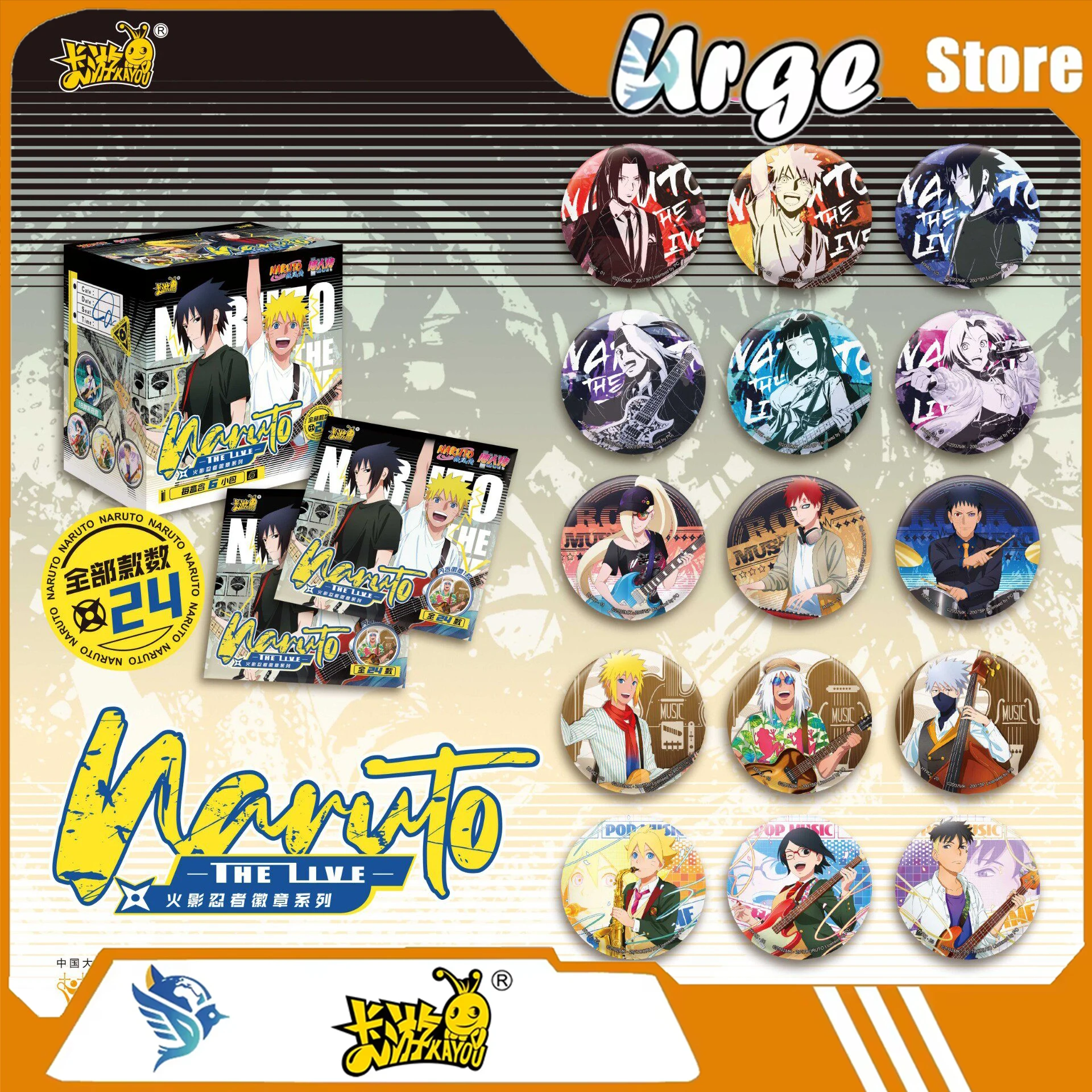 Kayou Naruto Standard Series Tin Badge Blind Box Full Box - Official Licensed Anime Collectible Pin Button Badge - Can Badge Set