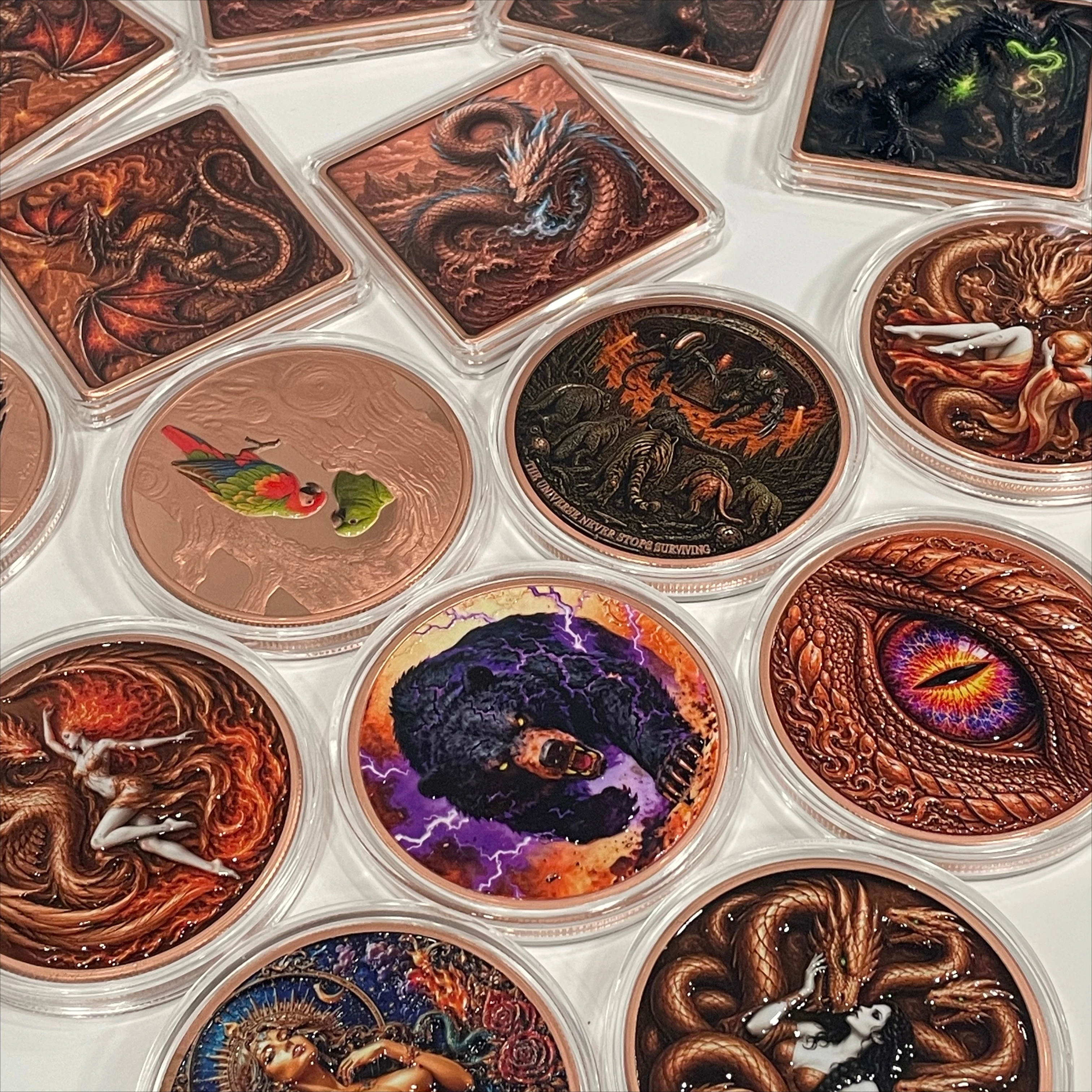 2026 All types 5oz Art Print Copper bars Fire Dragon/Alien/Animal/Beauty Lady, 999 Pure Copper Bar Gift