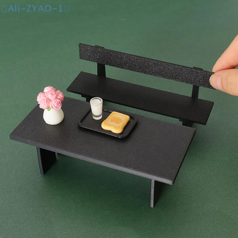 【ZYAO-1】Muebles de mesa y silla negros en miniatura para casa de muñecas, modelo de decoración de escena, accesorios para casa de muñecas, 1 pieza
