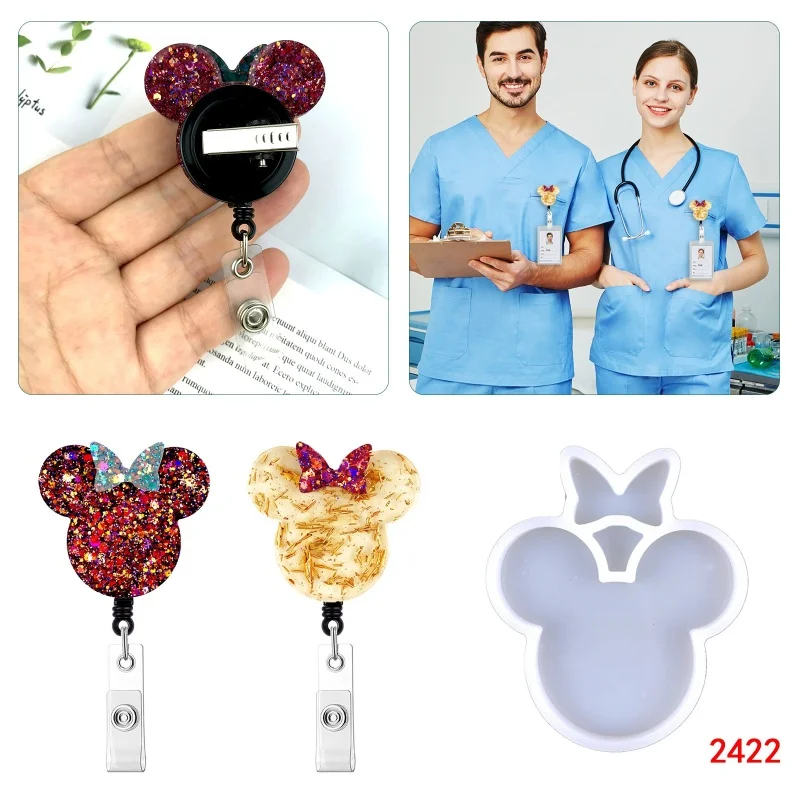 DIY Mickey Keychain Pendant Work Card Decoration Silicone Mold Mickey Name Tag pendant Decoration Crystal Epoxy Resin Mold