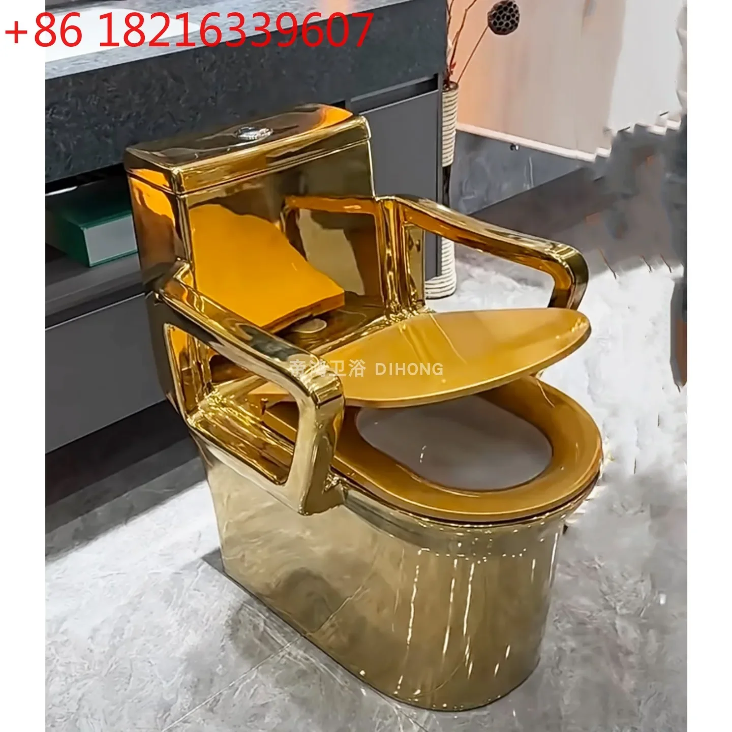 

Креативный золотой сифон для унитаза, водосберегающий бесшумный унитаз большого диаметра, золотой унитаз для местного тирана