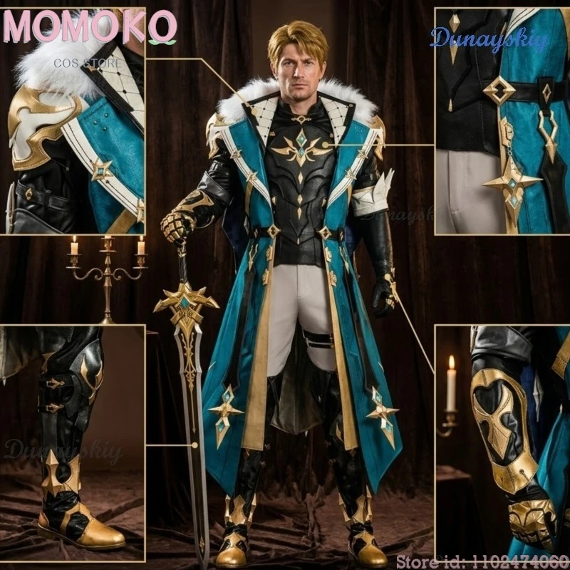 Disfraces de Cosplay de Alta Calidad de Varka del Juego Genshin Impact de Love CoCos Store, Peluca, Disfraces de Halloween, Carnaval, Uniformes de Caballero para Hombre