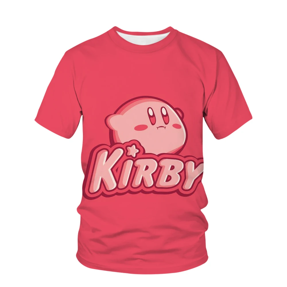 Anime Kawai Super Cute Star Kabi Cartoon Printed Children's Kirby Clothing T-shirt Summer Short Sleeve Children's Fashion Home G