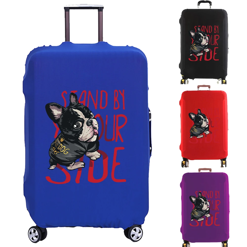 Housse de protection élastique épaisse pour valise, motif chien noir, pour valises trolley de 18 à 32 pouces, accessoires de voyage anti-poussière