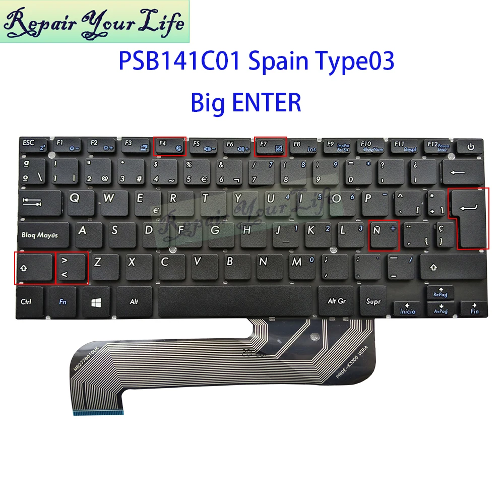 

Latin Spanish Keyboard For Prestigio SmartBook 141C PSB141C01 Belgium AZERTY French Notebook MB2778010UK PRIDE-K3305 MB27716023