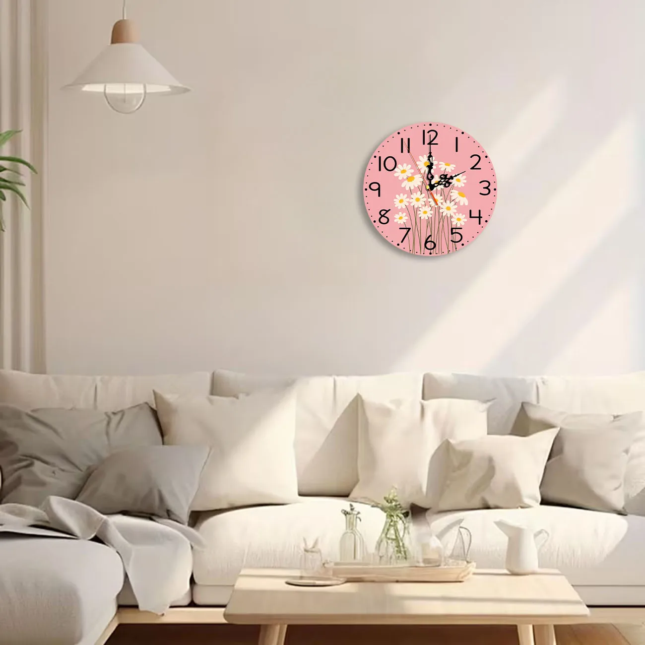 Silent Wooden Round Wall Clock, Non-Ticking Decor Wall Watch for Home Bedroom Living Room, AA Battery Not Included