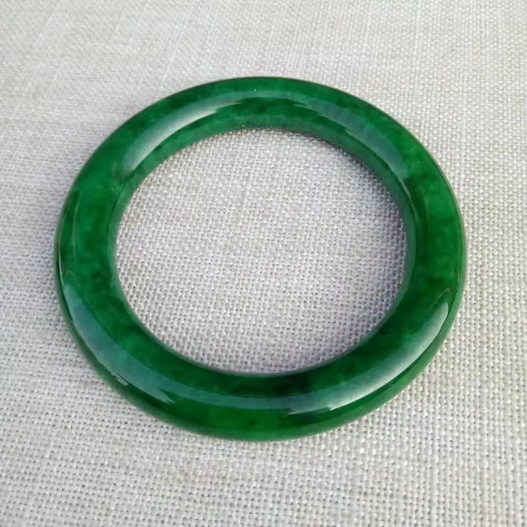 Certified Green Jade Bangle Women Fine Jewelry Genuine Myanmar Jadeite With Certificate Grade A Burma Jade Round Bangle Bracelet