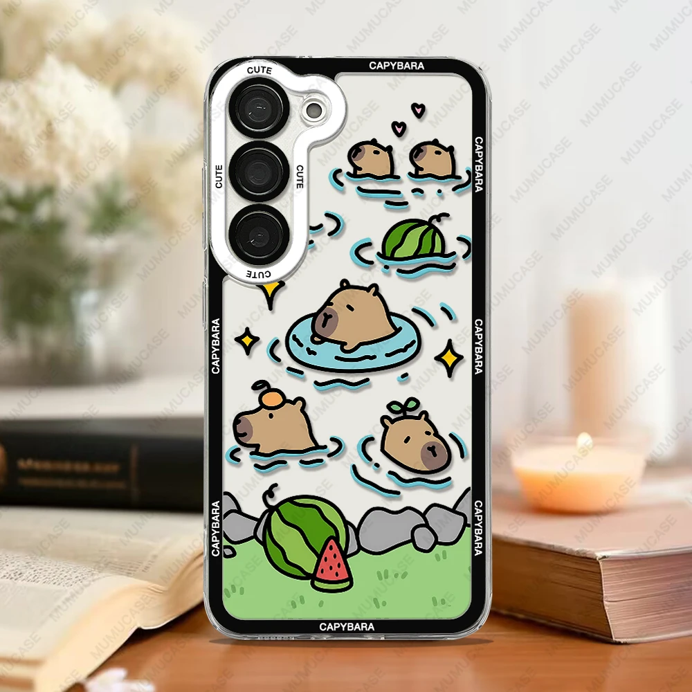 Cute Capybara Phone Case For Samsung Galaxy S25 S20 S21 S22 S23 S24 FE Plus Ultra A54 A53 A52 A34 5G TPU Cover