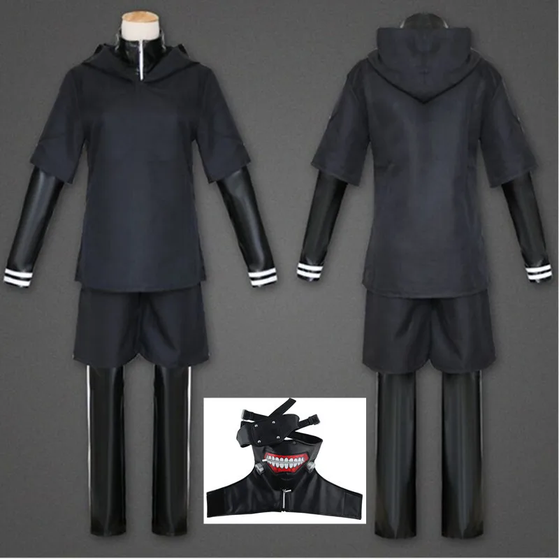 Kaneki Ken ghoul Anime Cosplay Costume men women Clothing Leather Pants Jacket Shorts Wig Mask Uniform Wig Halloween Clothes