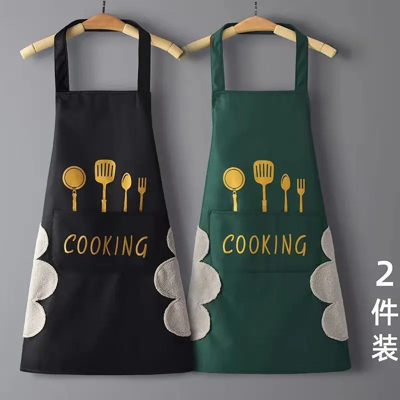 Aprons for Woman with Pockets Kitchen Hand-wiping Oil-proof Waterproof Cooking Apron Work Housework Coffee Apron Men Women