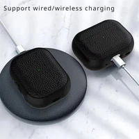 Étui en cuir texturé pour Apple Airpods 1 2 3 4 Pro, housse de protection pour écouteurs Bluetooth sans fil, sac Anti-perte pour écouteurs 4