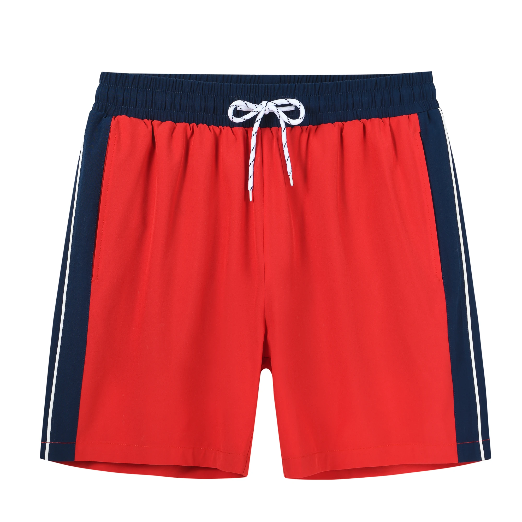 Shorts de natação com zíper masculino com bolsos, maiô de malha, calção de banho, moda praia