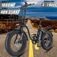KETELES KF9 Folding Electric Bike 1000W Powerful Motor 48V35AH Lithium Battery Ebike 20*4.0 inch fat tires Snow Electric Bicycle
