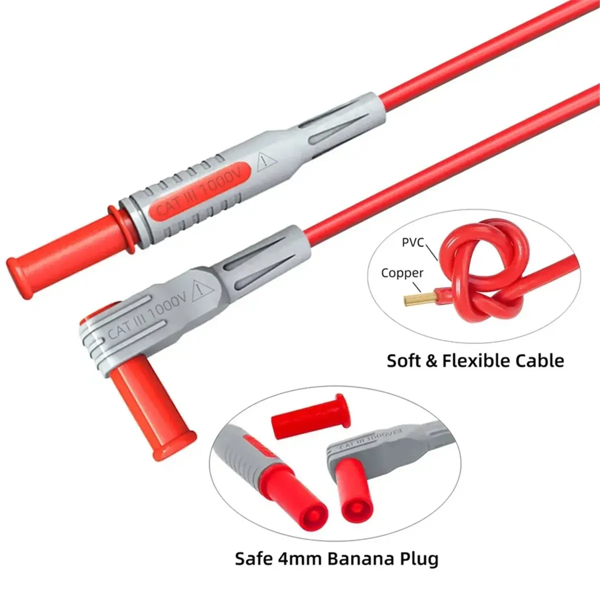 P1300 Series Multimeter Test Lead Kit with 4mm Banana Plug and Alligator Clips