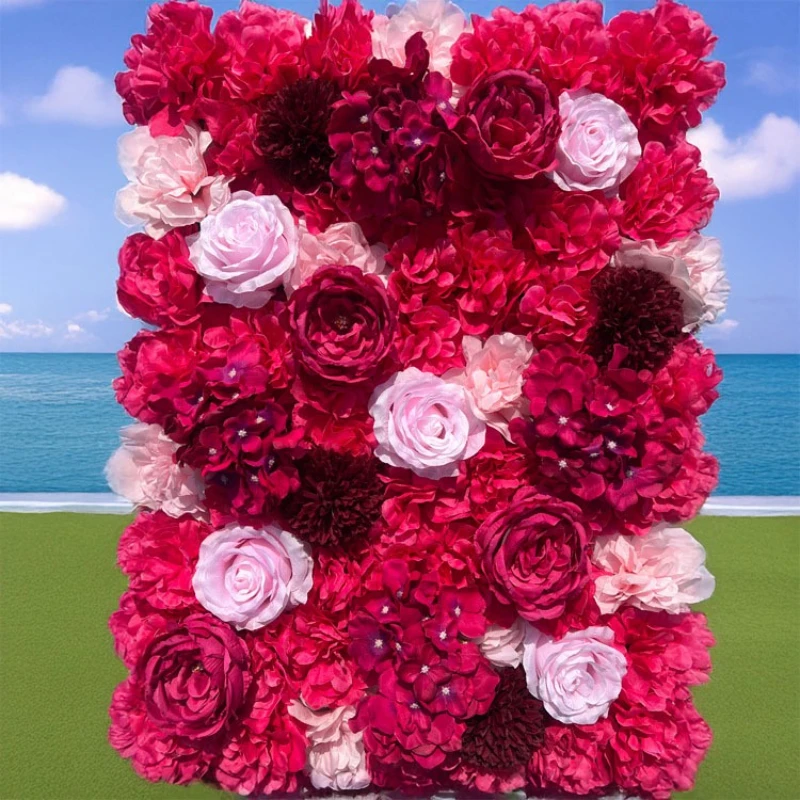 

New Rose Wall Artificial Silk Flower Hydrangea Flower Arrangement Wedding Studio Window Decoration Background Wall