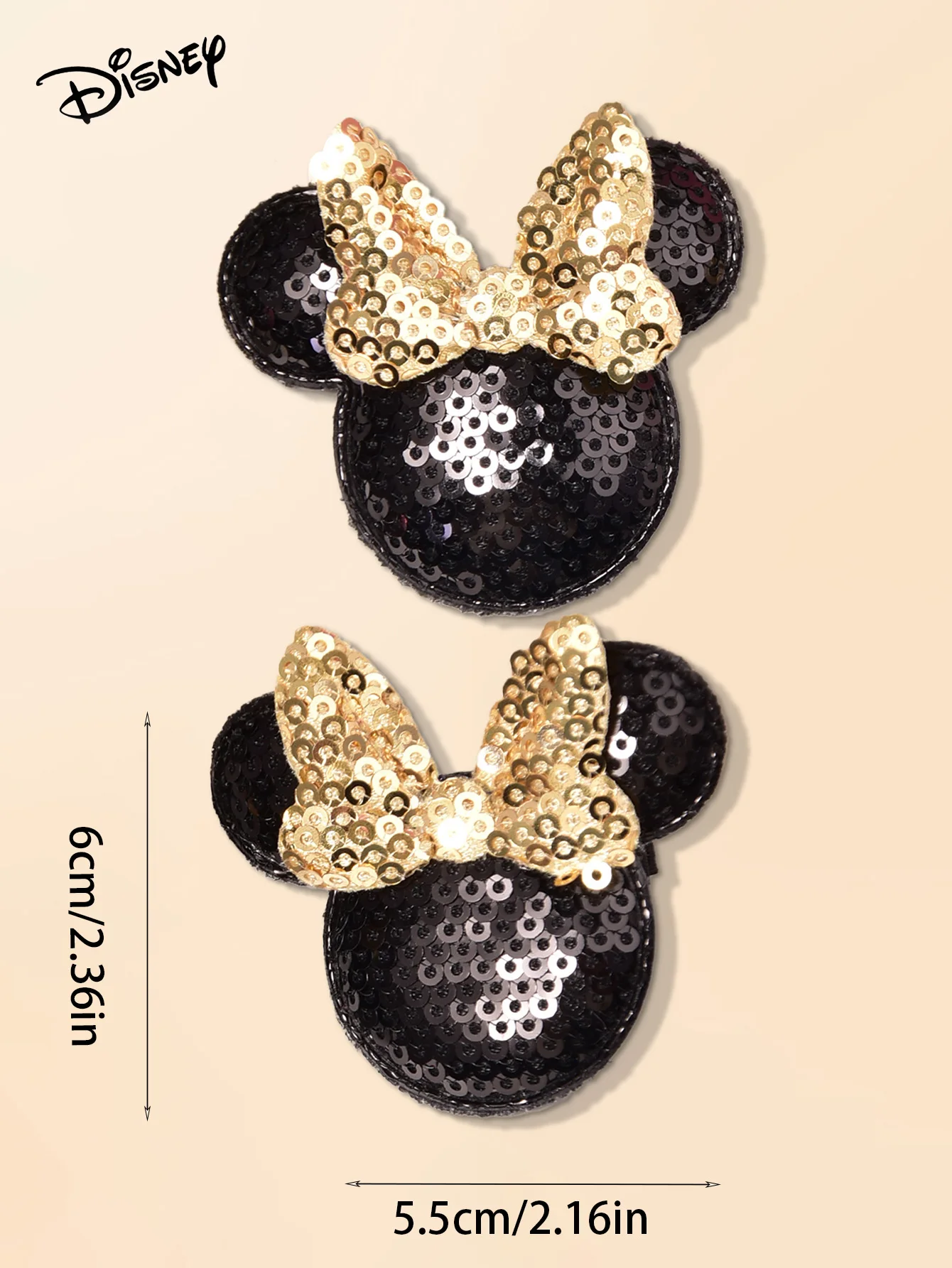 2 Disney Classic Mickey-haarclips met lovertjes, geschikt voor dagelijks gebruik, cadeaus voor het afstudeerseizoen.