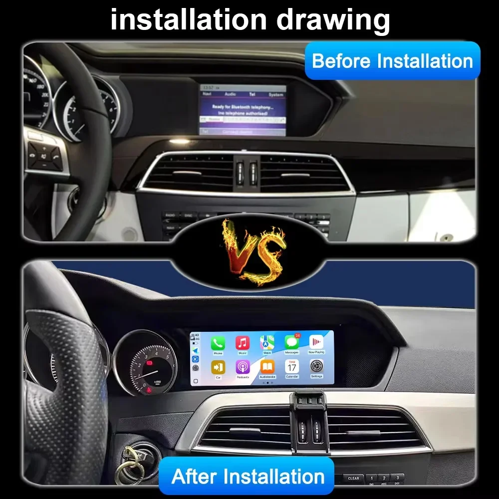 8.8'' Android 14 Wireless Carplay Touch Screen For Mercedes C Class W204 S204 2011-2014 Car Stereo Player Stereo GPS Navigation