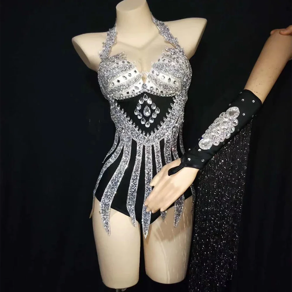 Sprankelende verjaardagsbodysuits voor vrouwen Fringe Turnpakje Strakke stretch Glanzende lovertjes Korte jumpsuits Nachtclubkostuums Outfit