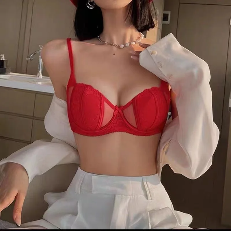 Sous-vêtements Section fine gros seins montrent petit soutien supérieur Anti-affaissement réglage des seins nouveau Style chaud soutien-gorge Sexy pour les femmes