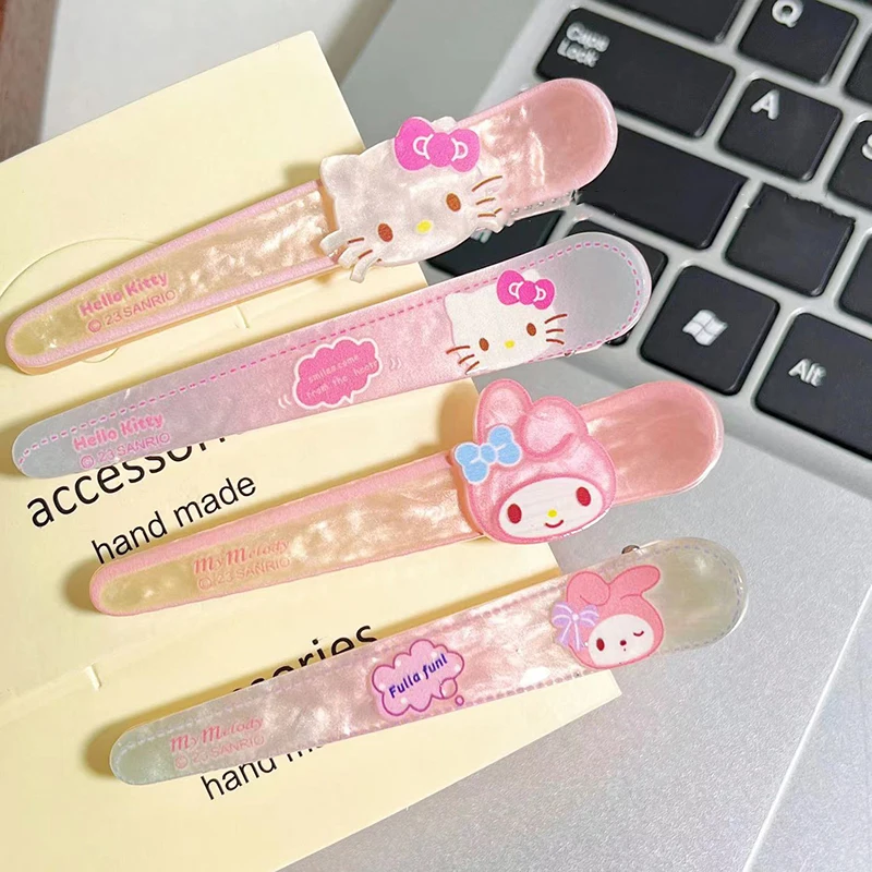 

2PCS Sanrio Anime Kuromi Hair Clip My Melody Cute Cartoon Pochacco Pompompurin Fashion Cinnamoroll Kawaii Acrylic Duckbill Clips