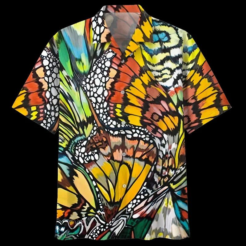 

Colorful Butterfly Pattern Hawaiian Shirts Summer Trend Short Sleeve Casual 3D Printed Aloha Shirts Streetwear Loose Mens Blouse