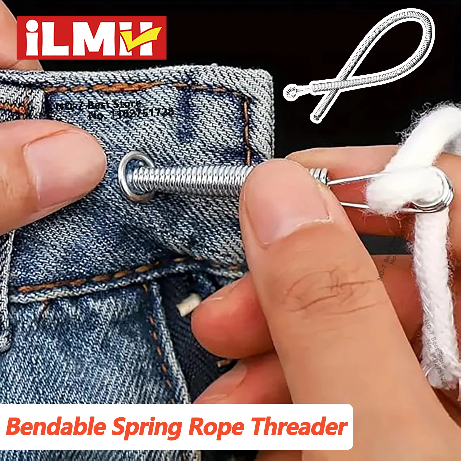 Bendable Spring Drawstring Threader Clip Pants Hoodies Elastic Band Lace Cord Flexible Drawstring Thread DIY Sewing Accessories