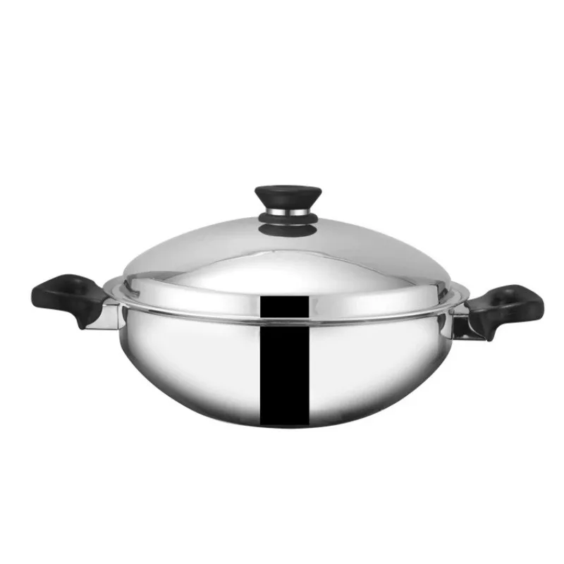 304 Stainless Steel Wok Waterless Hot Pot No Oil Smoke Non-Stick Coating
