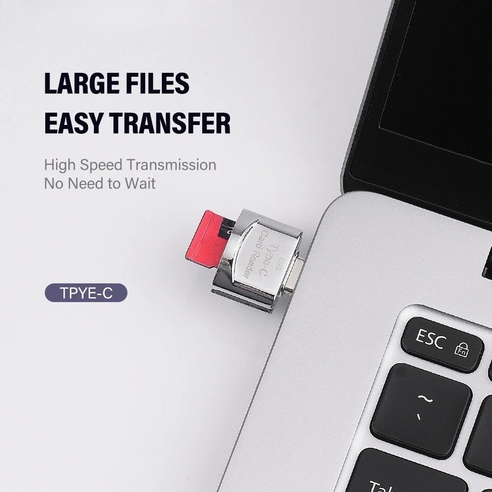 SHANDIAN Metal Mini Type-C Universal Card Reader High Speed Use for Mobile Phone Tablet Computer Silver Memory Stick Card Reader