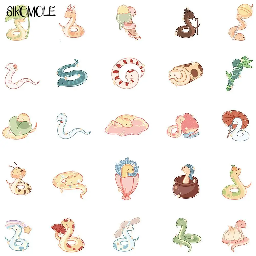 10/30/50PCS Cartoon Cute Small Snake Stickers Animals Kawaii DIY Car Skateboard Laptop Motor Graffiti Sticker Decals Kid Toys F5