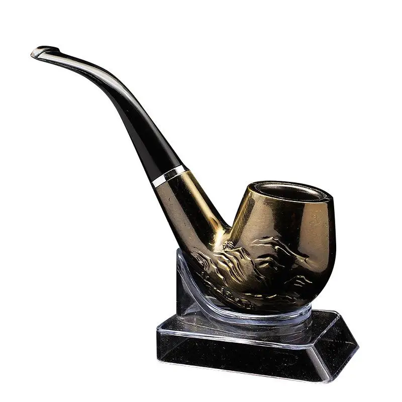 Wood Grain Resin Pipe Chimney Filter Long Smoking Pipes Tobacco Pipe Cigar Gifts Tobacco Pipe Smoking Filter Accessories Dropshi