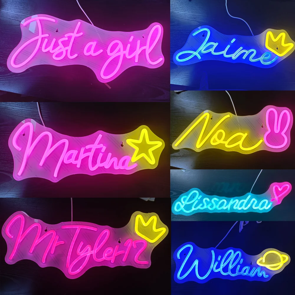 Aangepaste kindernaam neon teken gepersonaliseerde vakantie verjaardagscadeau bruiloft teken huis en muur decor USB dimbaar LED neonlicht