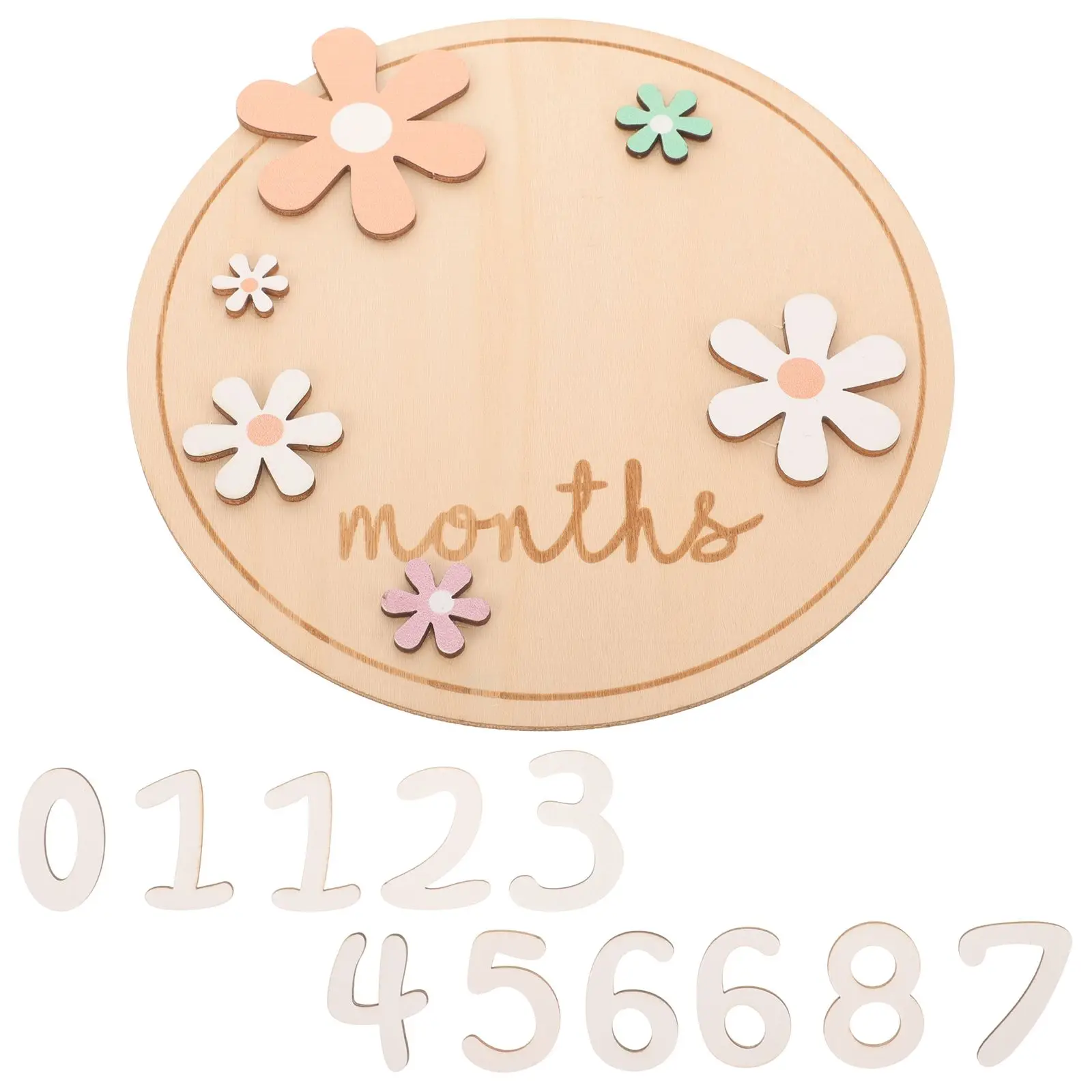 

Monthly Baby Milestone Infant Signs 17x17x2cm Box Wooden Circles Nursery Photo Props For Newborn Photography Accessories