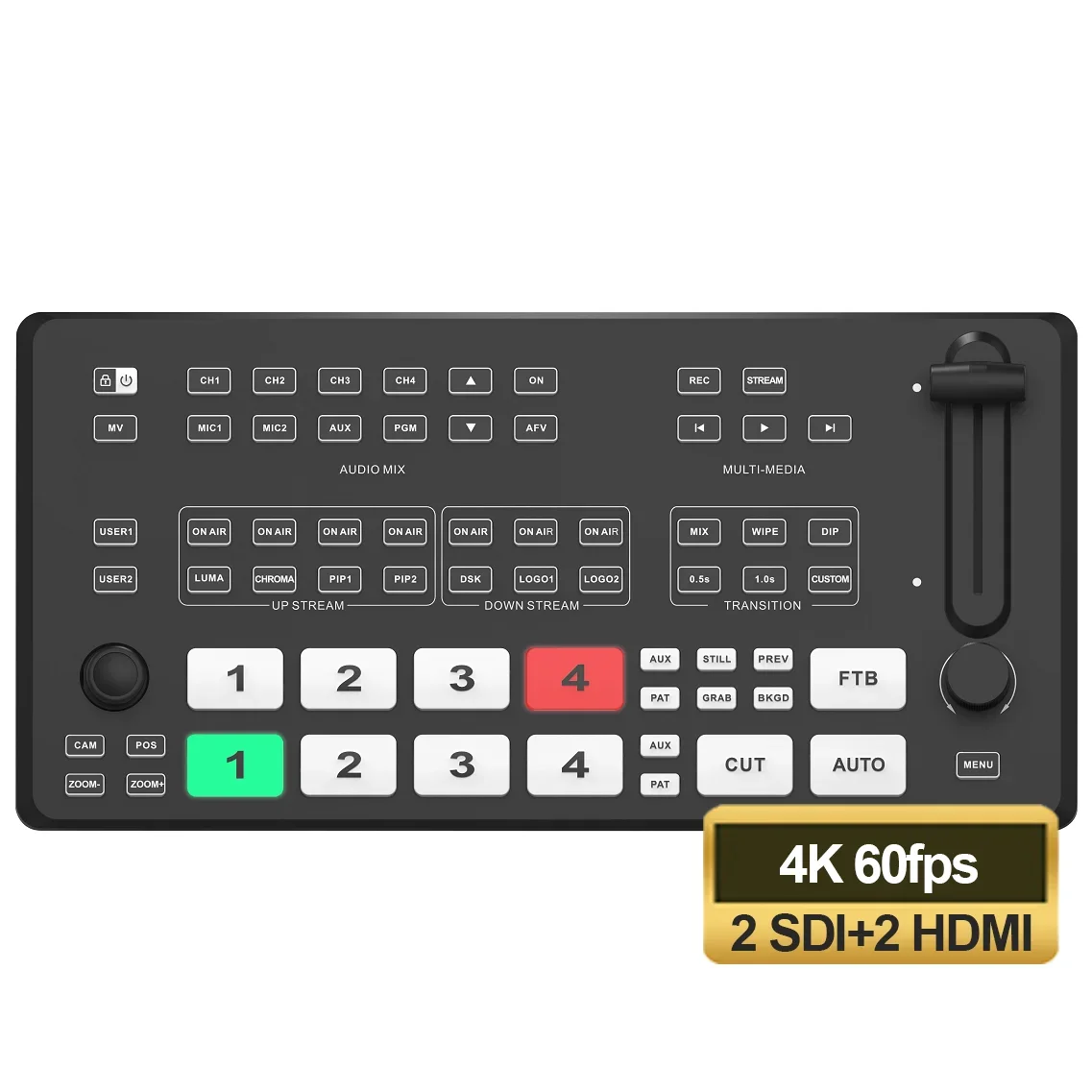 USD412 Free Ship 4kg M4ES 4K 60fps+2 SDI(in)+2 Hd Mi(in)+ 5 Channel +2 Hd Mi(out) Video Switcher Mixer Events Stream Broadcast