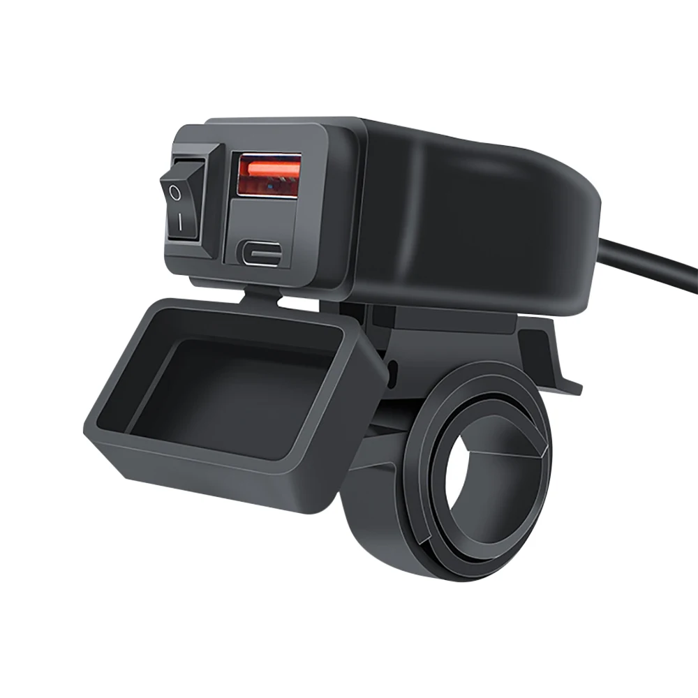 Caricatore USB universale per moto QC3.0 Manubrio Ricarica rapida Adattatore presa 12V impermeabile con voltmetro Strumenti moto