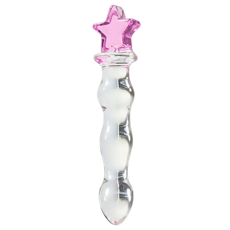 Cute Pink Smooth Crystal Glass Anal Plug Vaginal Anal Beads Dildos Plug Massage Masturbation Adult Sex Toys For WomenMen