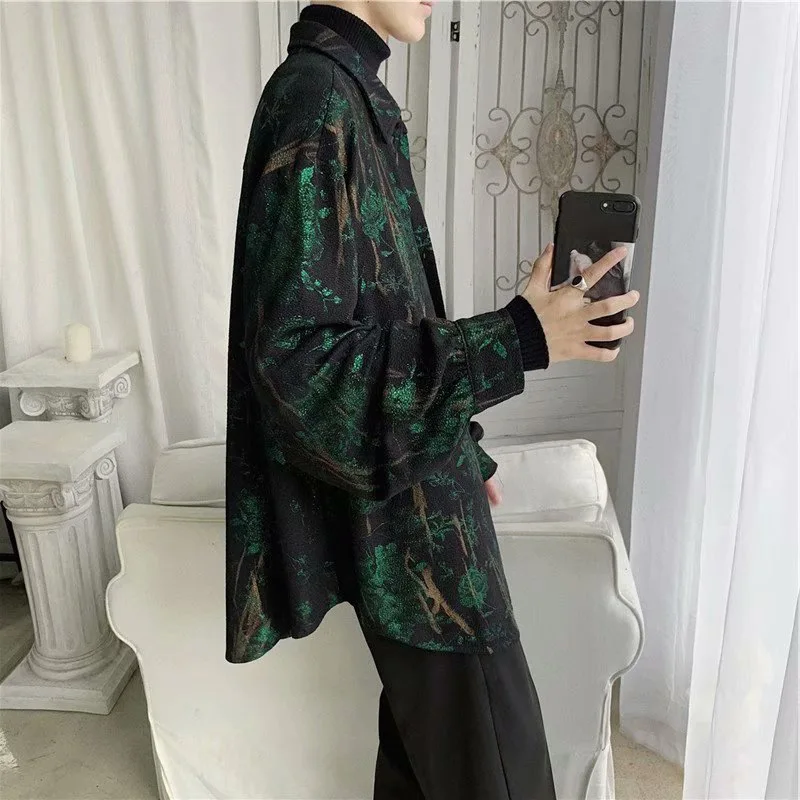 Korean Fashion Long Sleeve Men Streetwear All-match Handsome Stylish Teens Shirt Spring Retro Temperament Hawaiian Men\'s Shirts