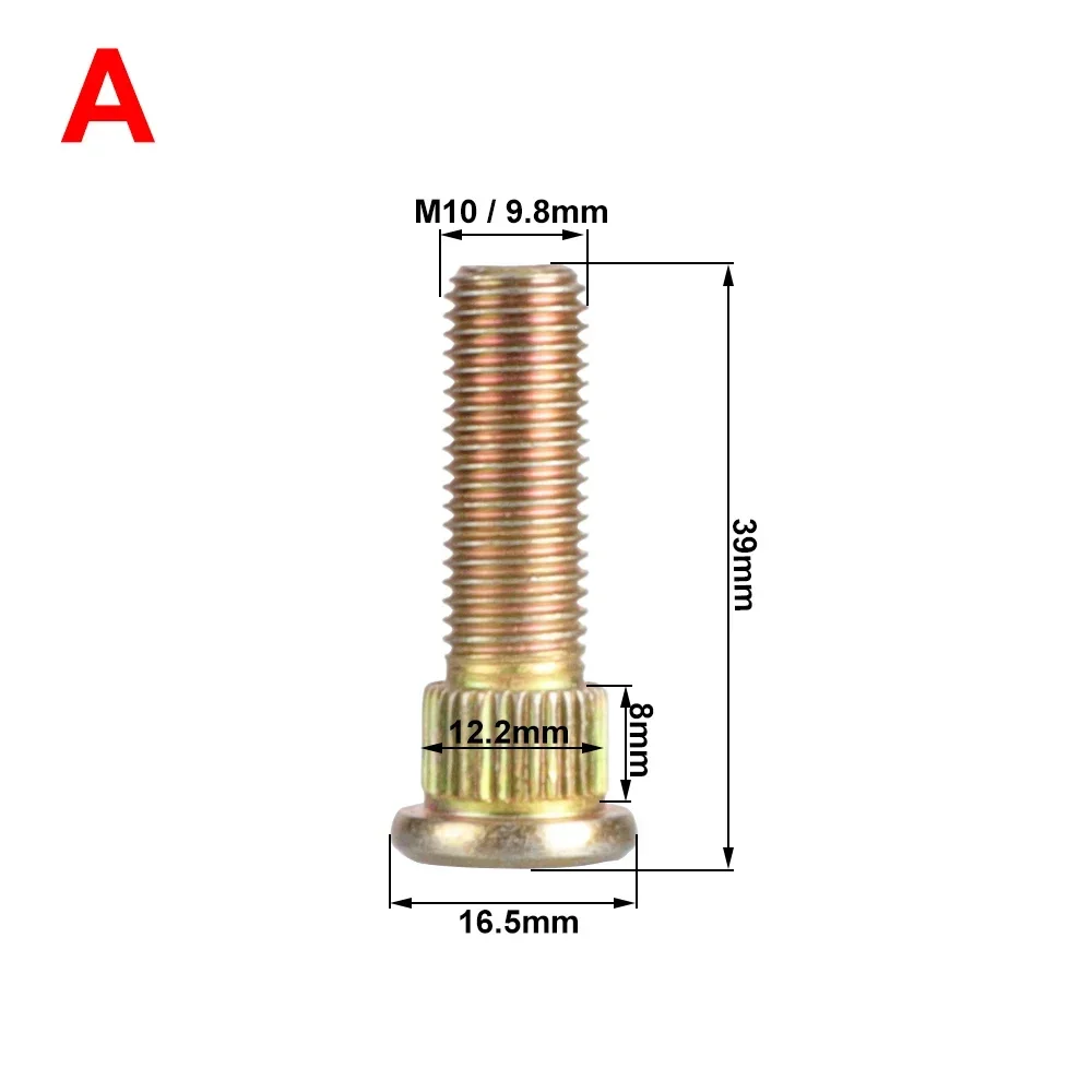 4 Pcs/lot Spline Screw M10*1.25 Wheel Hub Stud 10.9 Steel For ATV UTV Buggy Kart Quad Bike Accessories