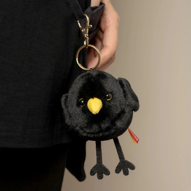 Oryginalny brelok pluszowy z dźwiękiem czarnego ptaka z Muzeum Geografii Narodowej Chiny, zawieszka, lalka ptak, dekoracja do torby dla dzieci