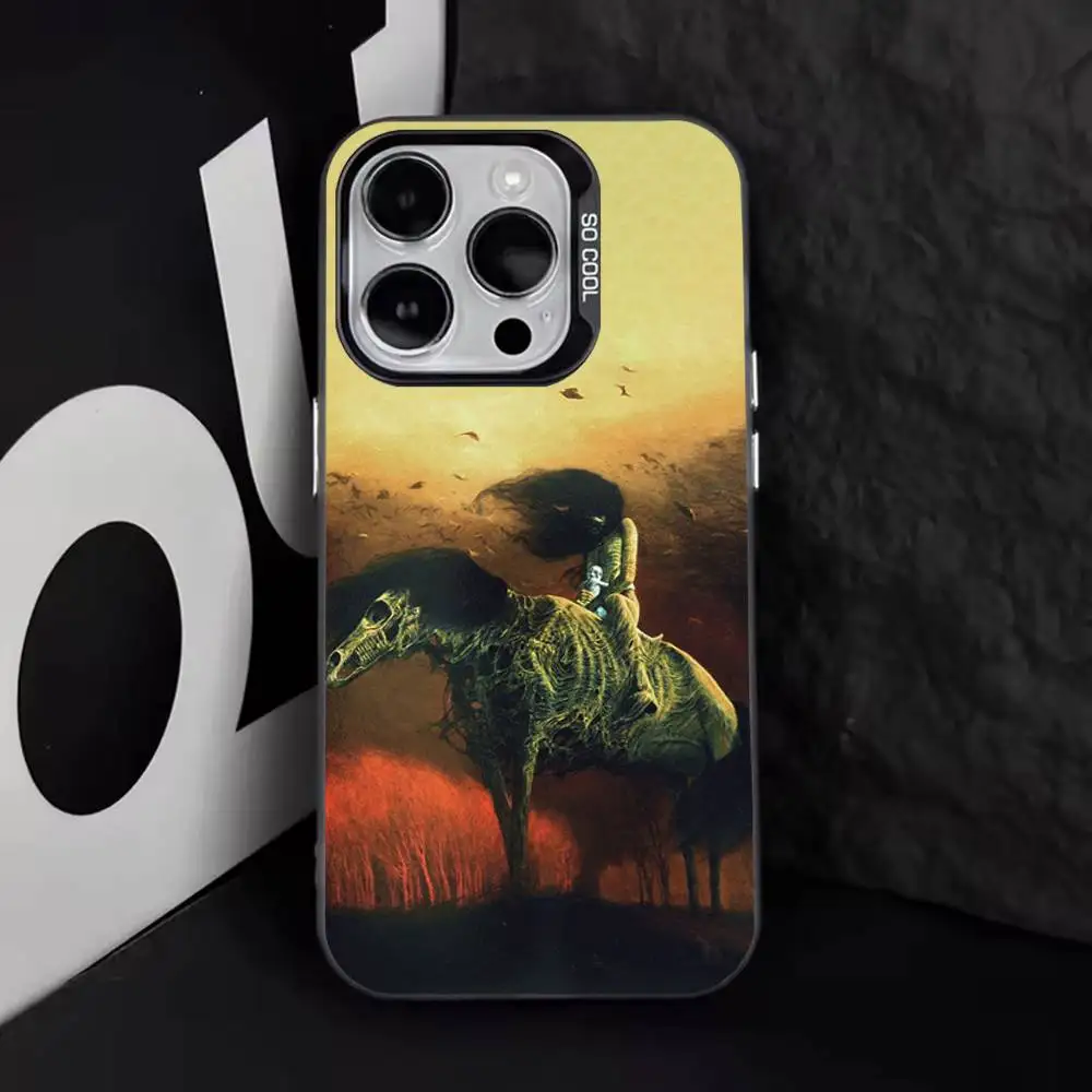 Z-Zdzislaw b-beksinski Art coque de téléphone pour iPhone 17,16,15,14,13,12,11,Pro,Max,Plus,E,Air,Mini couverture en Tpu noir
