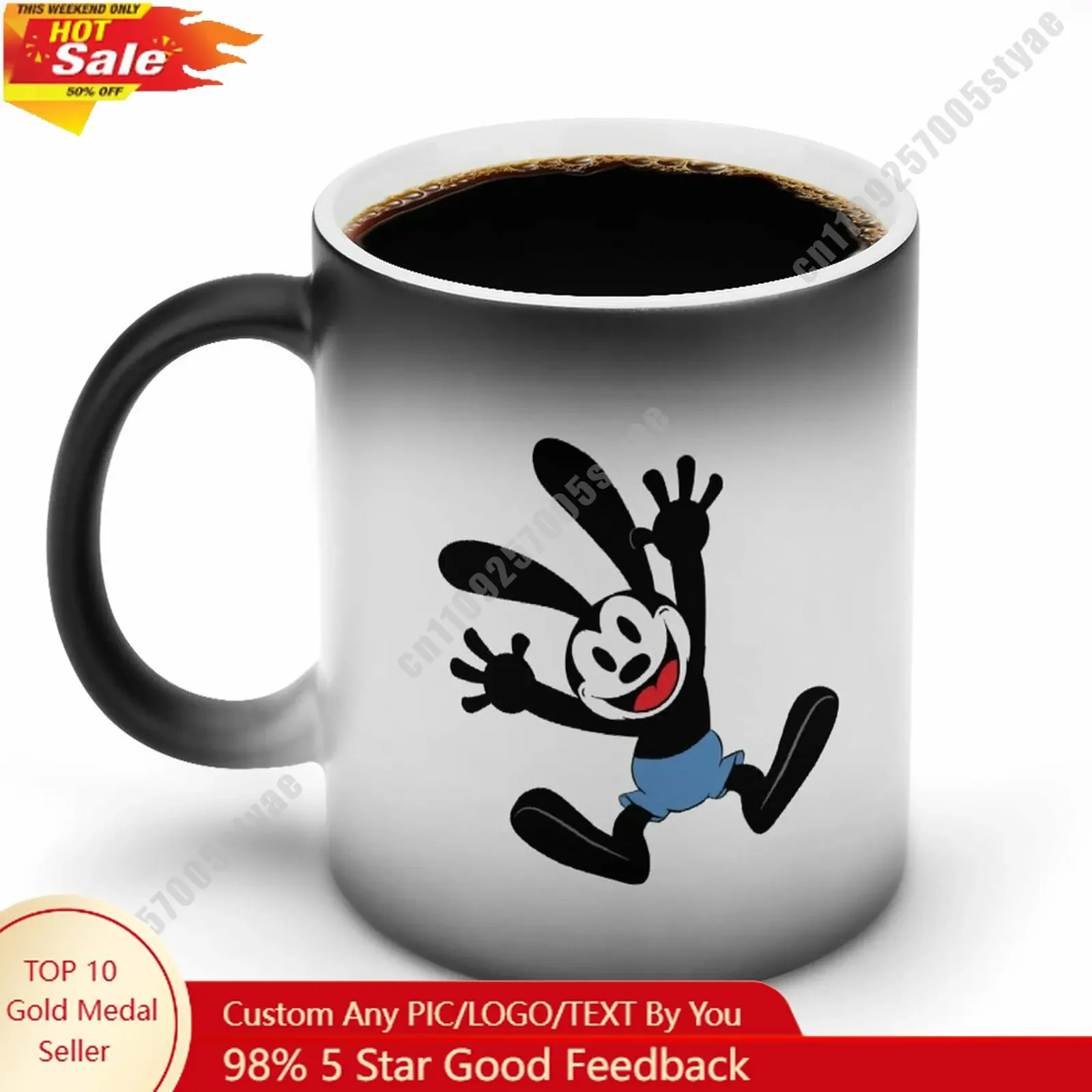 

Oswald Color Changing Mug Disney Cartoon Custom Personalized Photo Printing DIY Coffee Cup Birthday Gift Ceramic Mug