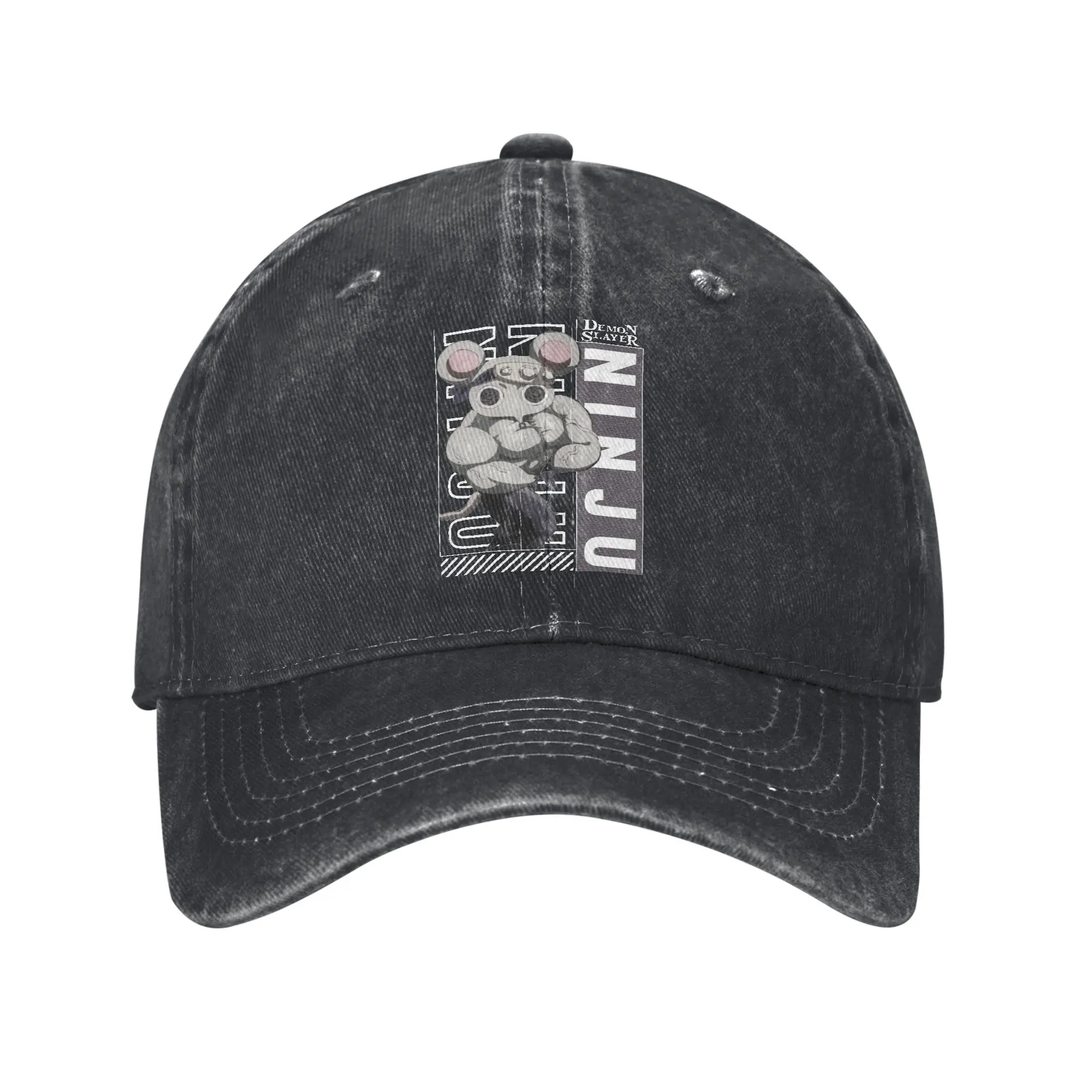 Vintage Ninju Muscles Mice Demon Slayer Baseball Caps for Men Women Denim Washed Sun Cap  Outdoor Travel Adjustable Caps Hat
