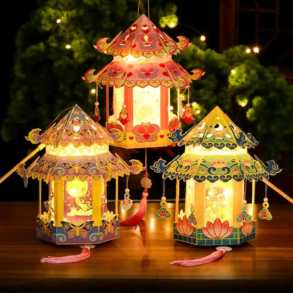 Rabbit Palace Lantern Mid-Autumn Festival Lanterns Chinese Decoration Manual Festival Paper lanterns DIY Handmade Material