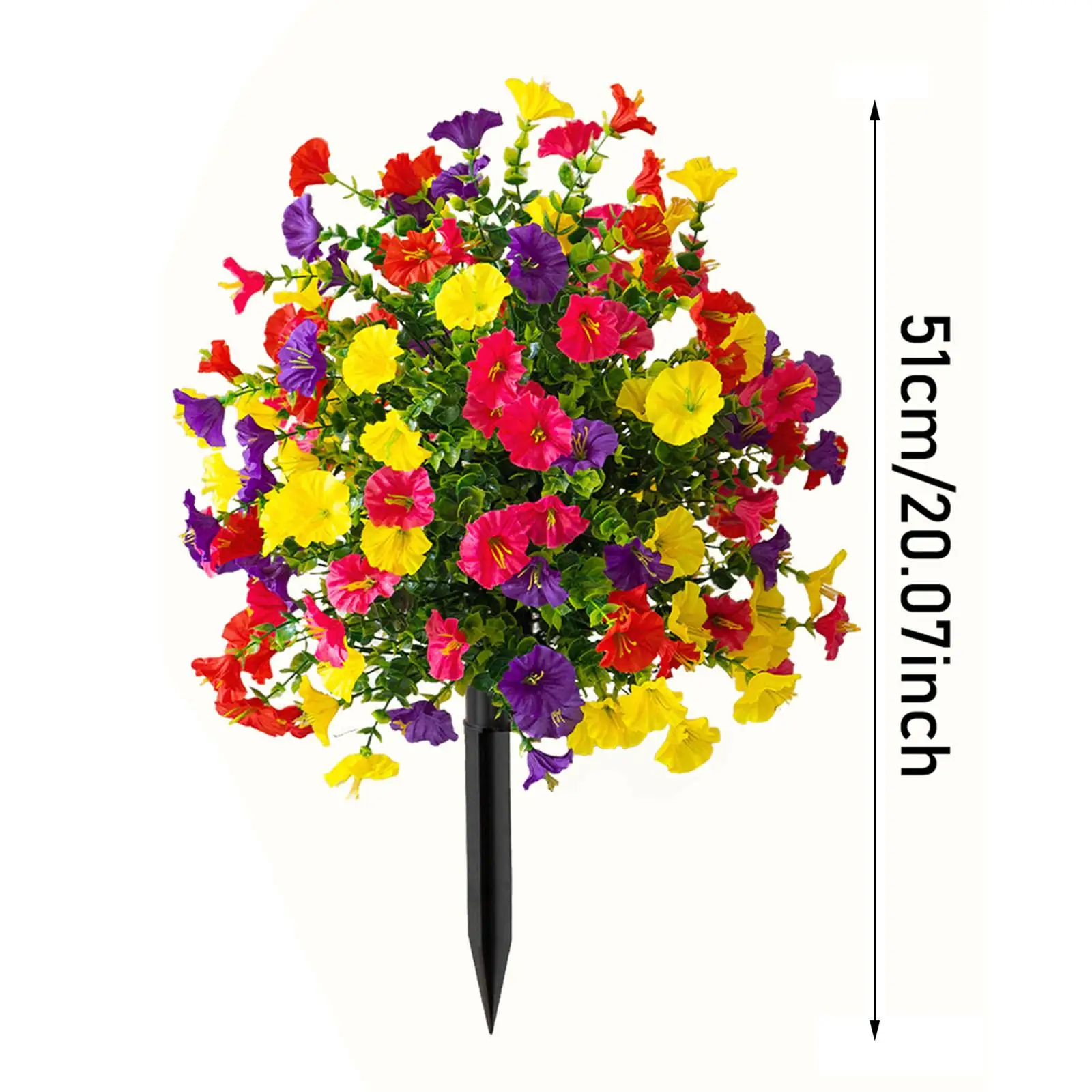 Outdoor Decor Faux Flower Yard Stake PP Material Garden Pegs for Patio Lawn Grave Decoration