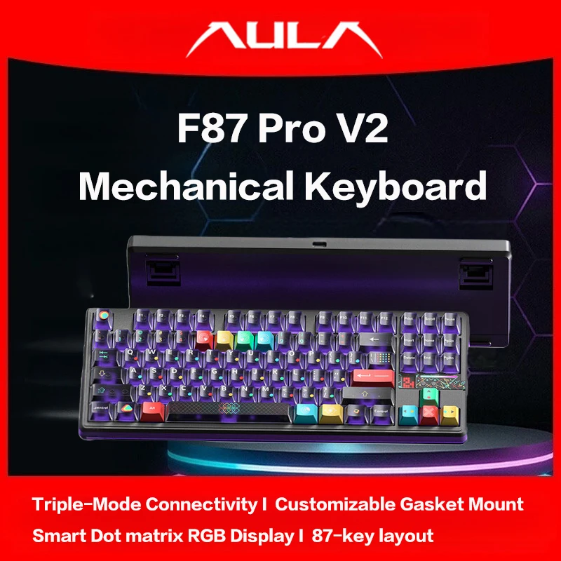 AULA F87ProV2 Custom Wireless Mechanical Keyboard Bluetooth 2.4G Wired Triple Mode Full Key Hot Swappable Gasket Structure