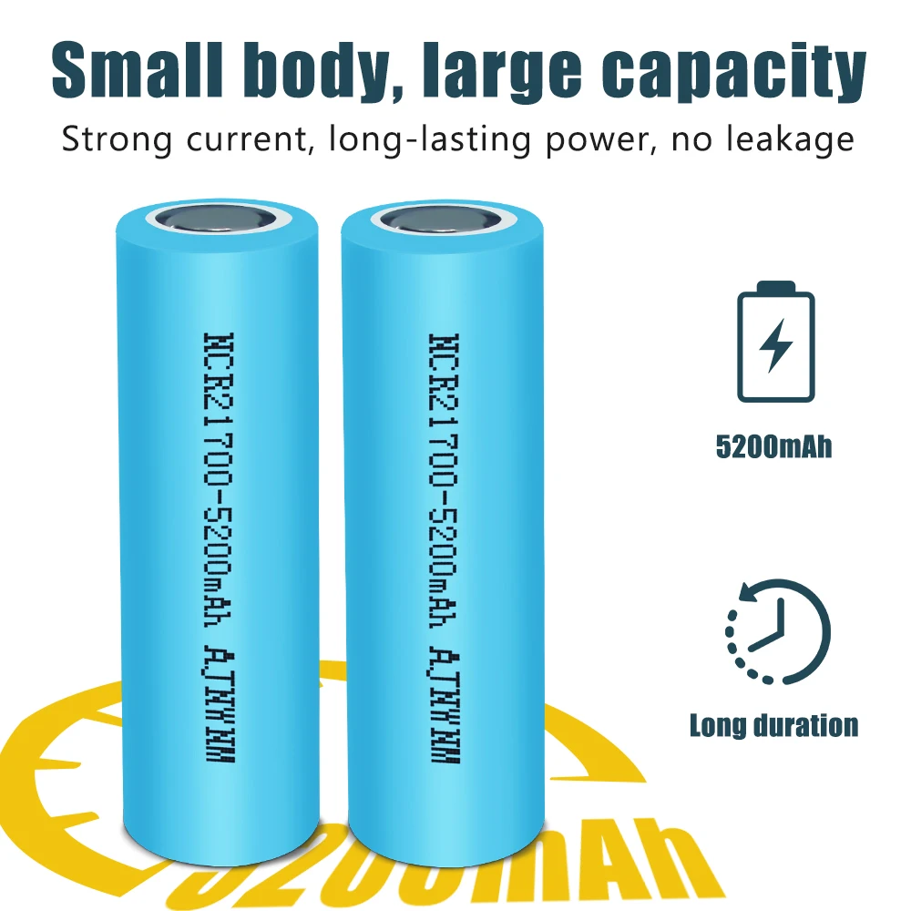 100% New Original 21700 3.7 v 4800 5200mah 21700 Lithium Rechargeable Battery For Flashlight batteries