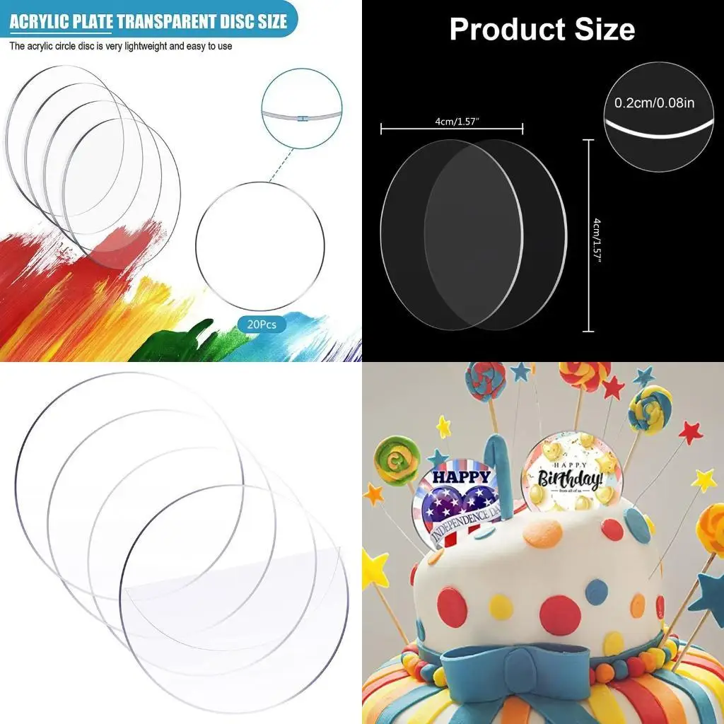 

Clear Acrylic Round Discs 100pcs/set Handmade Pendant Charm Ornament X3UC