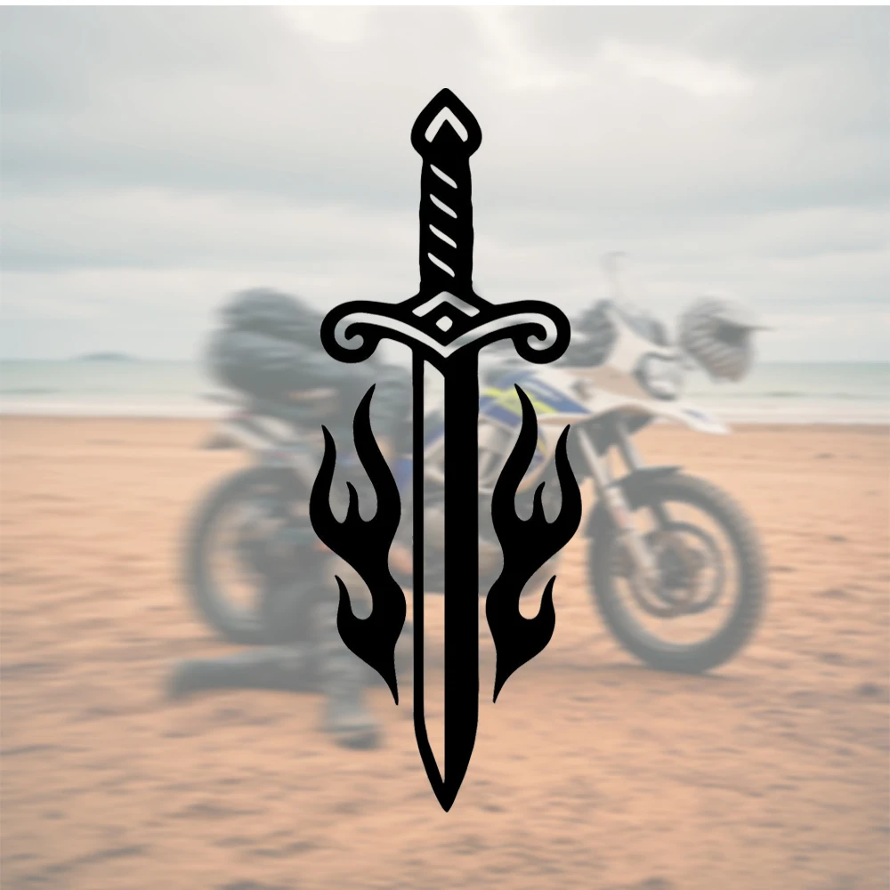 Black Sword Flame Sticker Decal for Car Auto Motorcycle Vinyl Waterproof Tribal Knight Graphic Bumper