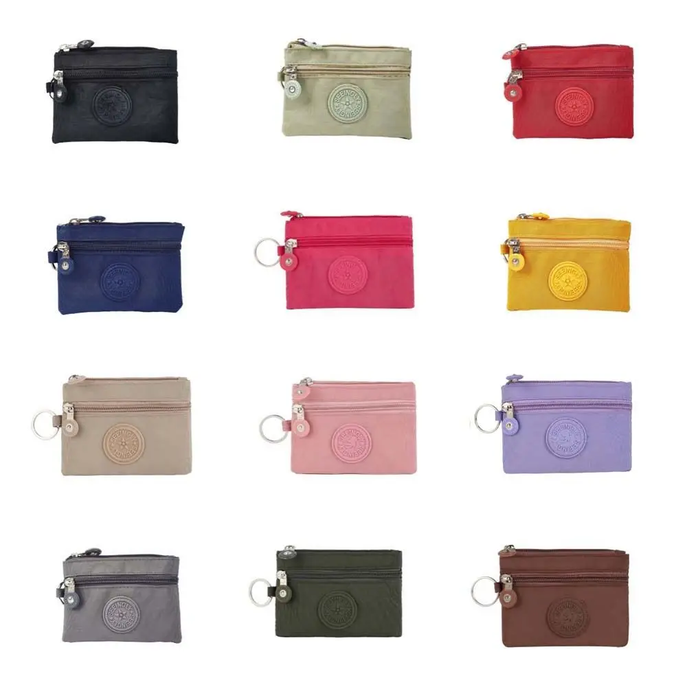 أزياء قصيرة قصيرة سستة عملة المحفظة النايلون إلكتروني طبقة مزدوجة المحفظة الكورية نمط أحمر الشفاه حقيبة بسيطة حقيبة المال التسوق