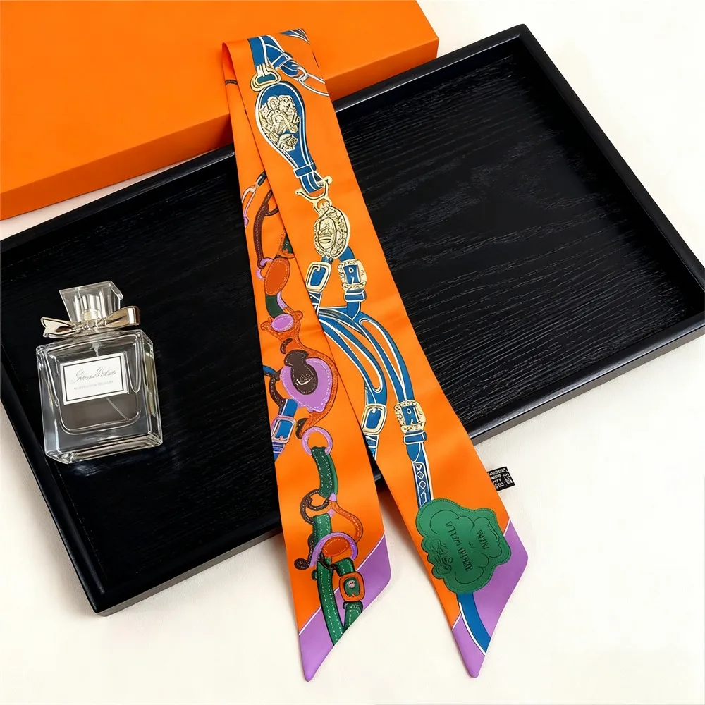 

90*5cm Korean Hot Sale Fashion Luxurious Ladies Leisure Decoration Twill Long Strip Streamer Silk Scarf Tie Bind abag Ribbon