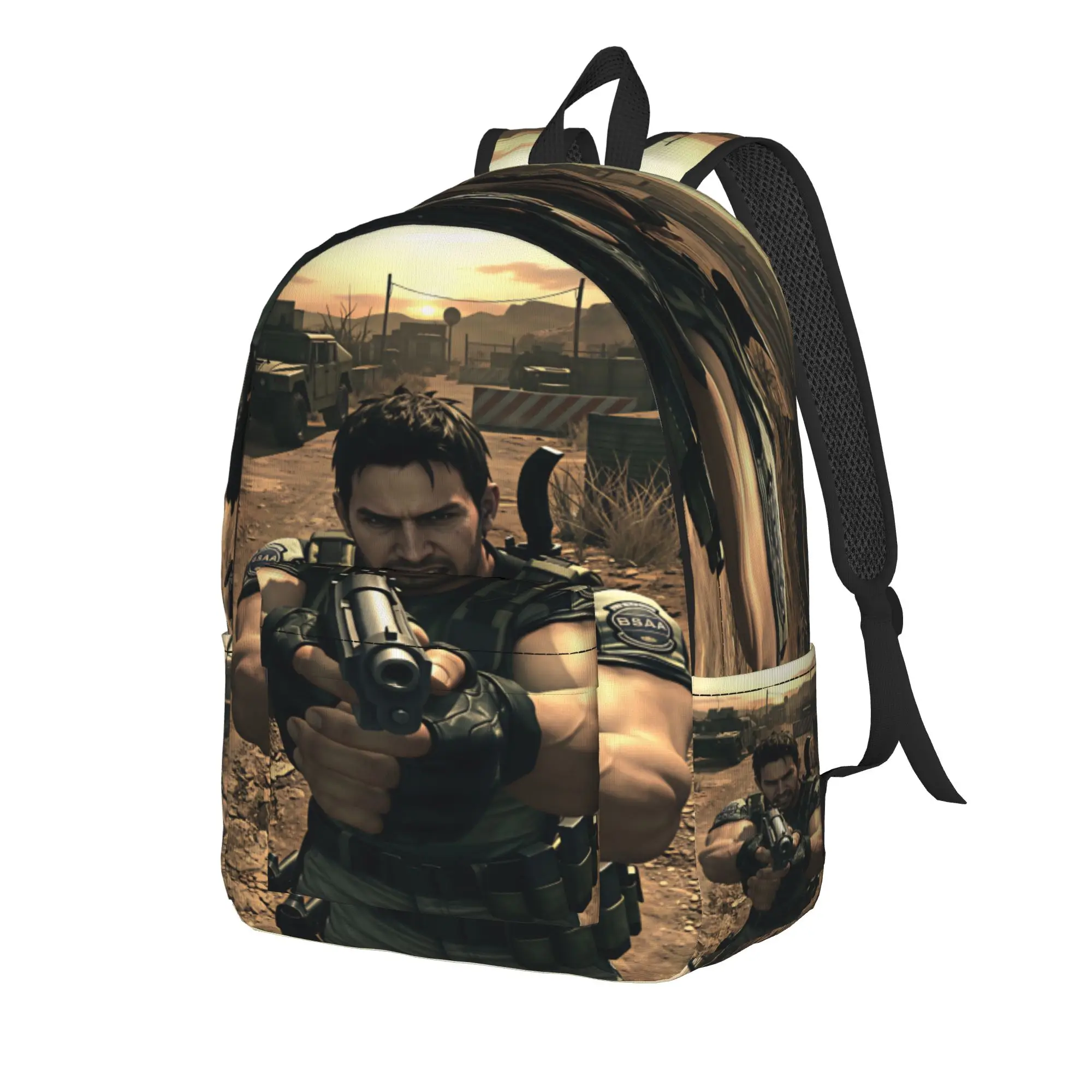 Chris Redfield Resident Evil Backpack  Outdoor Style Backpacks Student Unisex Colorful Print School Bags Casual Rucksack